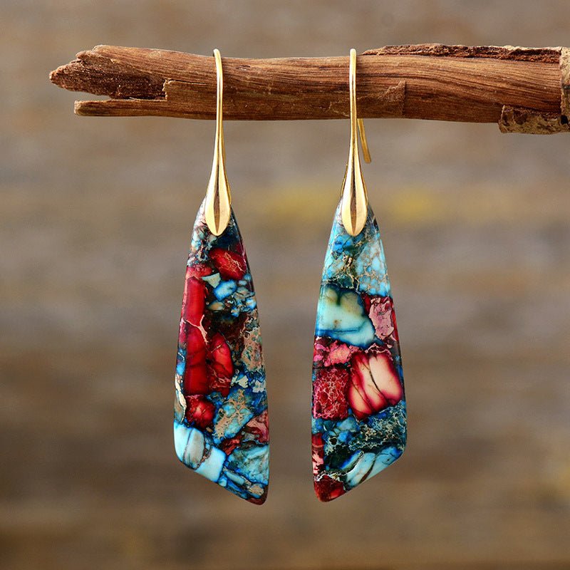 Bohemian Geometric Emperor Stone Earrings - EclipticJew