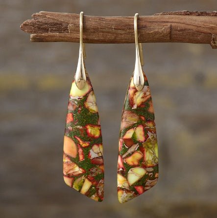 Bohemian Geometric Emperor Stone Earrings - EclipticJew