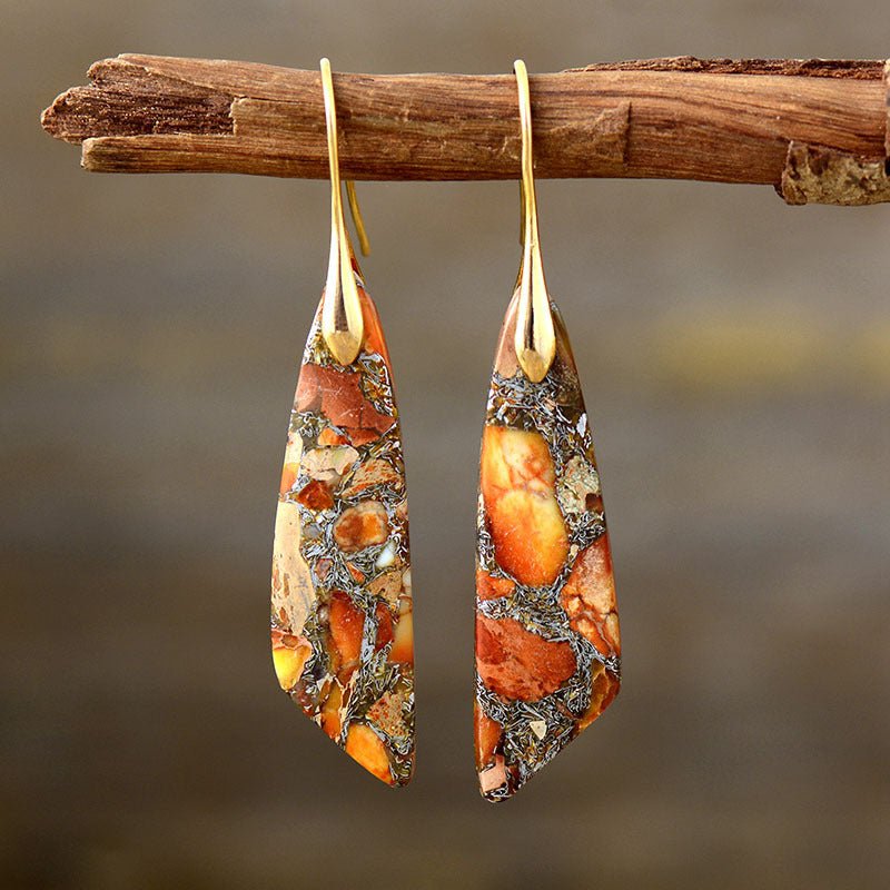 Bohemian Geometric Emperor Stone Earrings - EclipticJew