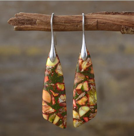 Bohemian Geometric Emperor Stone Earrings - EclipticJew