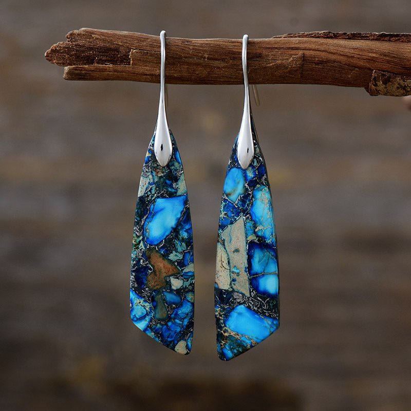 Bohemian Geometric Emperor Stone Earrings - EclipticJew