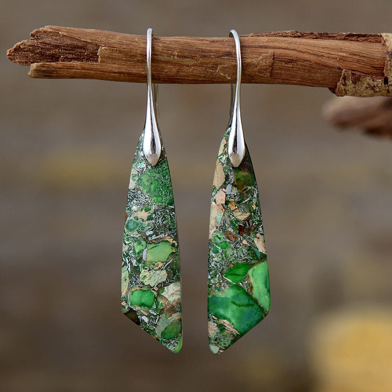 Bohemian Geometric Emperor Stone Earrings - EclipticJew