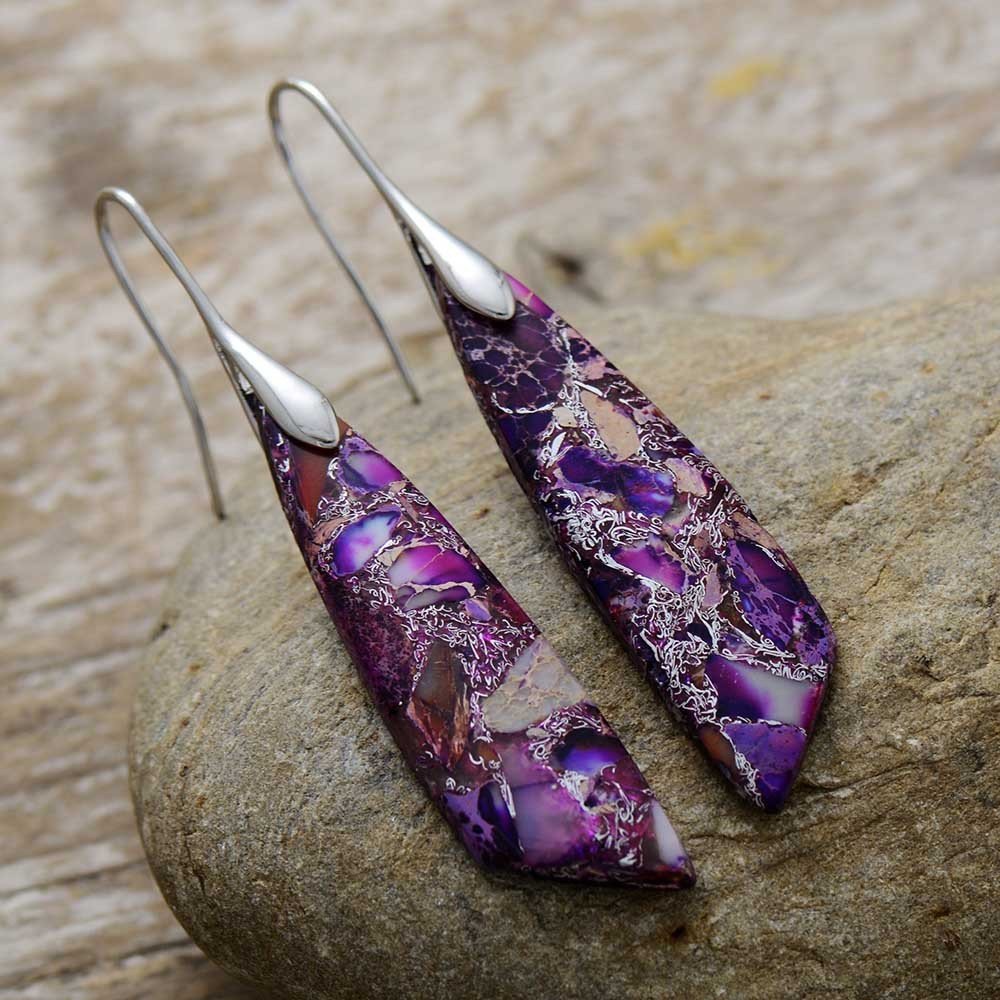 Bohemian Geometric Emperor Stone Earrings - EclipticJew