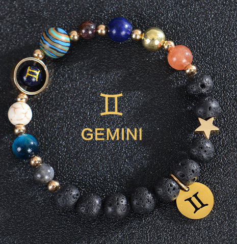 Eight Planets Twelve Constellations Bracelets Frosted Stone Beaded Bracelet EclipticJew