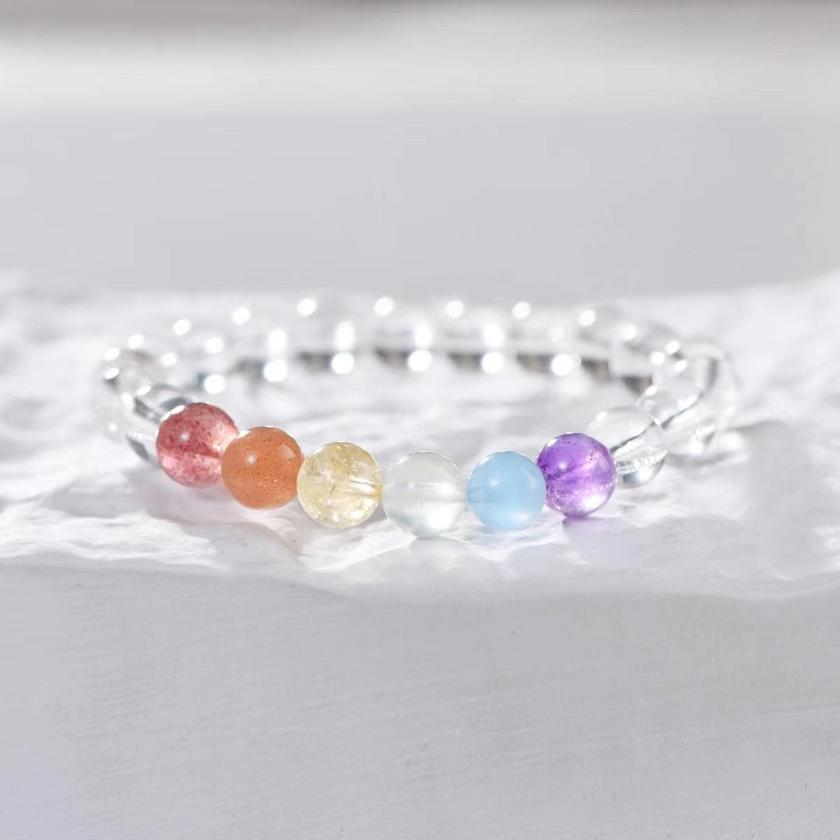 Chakra Harmony Rainbow Bracelet - EclipticJewB2G1FBraceletsclear quartz