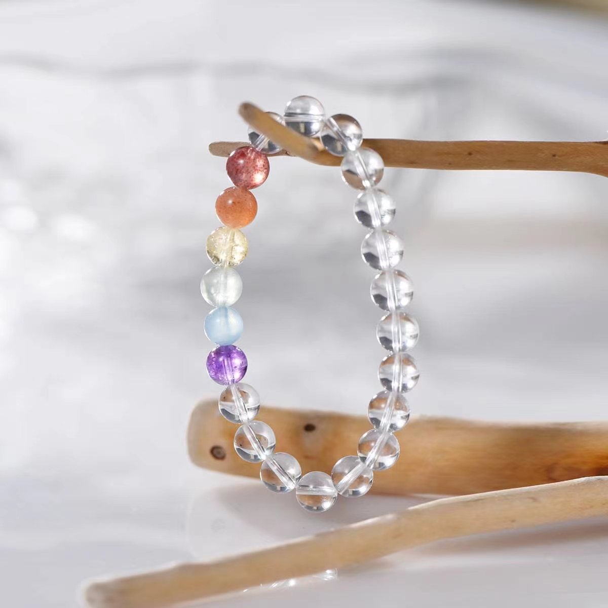 Chakra Harmony Rainbow Bracelet - EclipticJewB2G1FBraceletsclear quartz