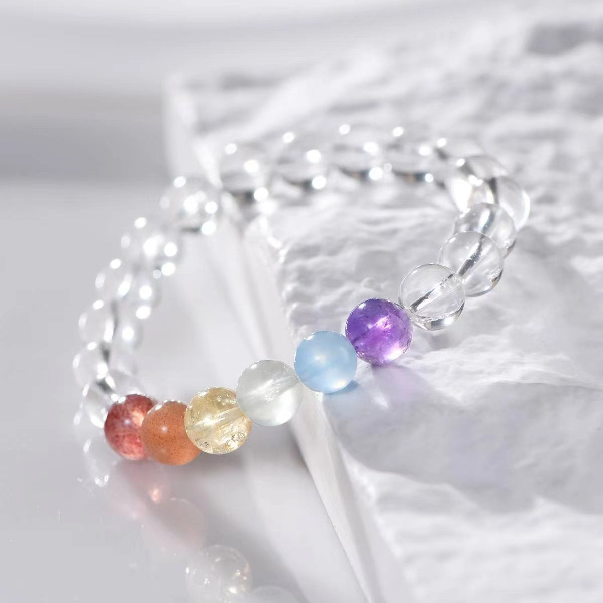 Chakra Harmony Rainbow Bracelet - EclipticJewB2G1FBraceletsclear quartz