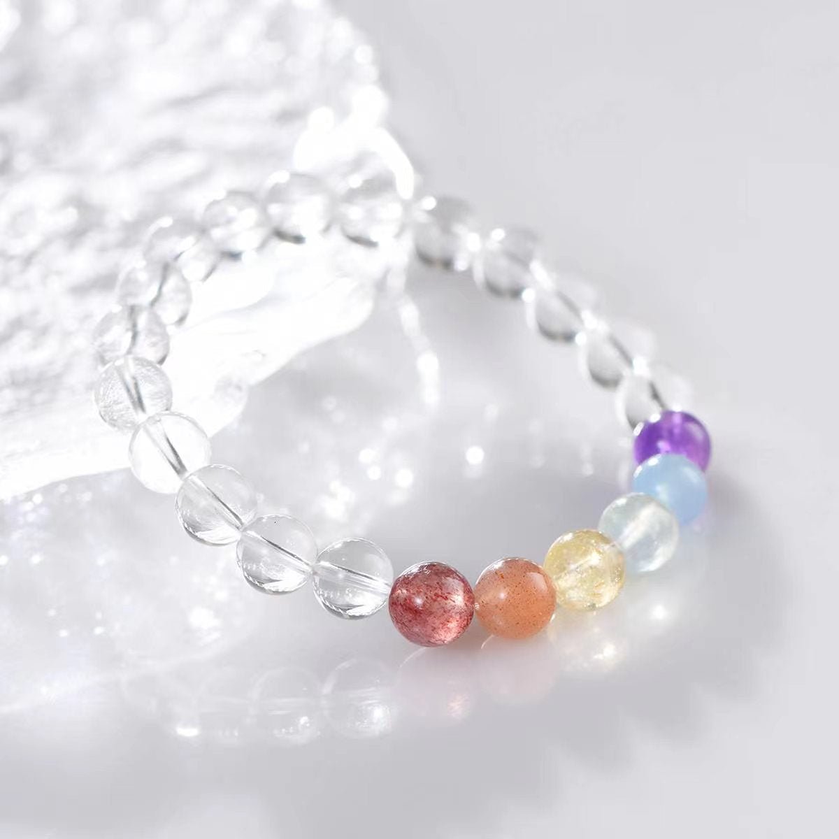 Chakra Harmony Rainbow Bracelet - EclipticJewB2G1FBraceletsclear quartz