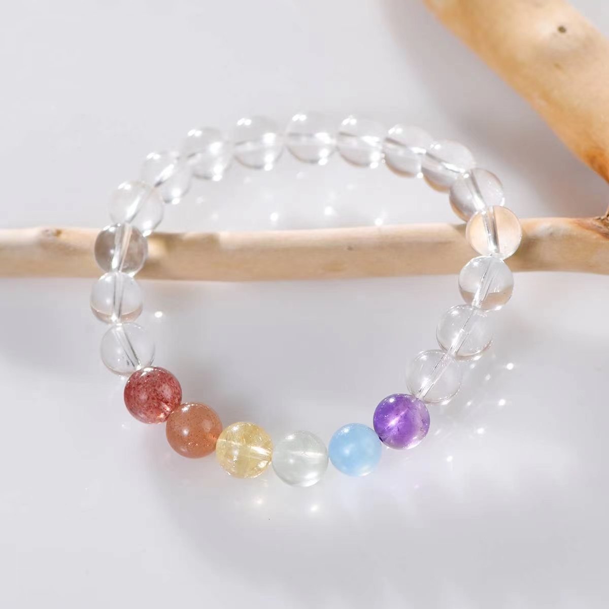 Chakra Harmony Rainbow Bracelet - EclipticJewB2G1FBraceletsclear quartz