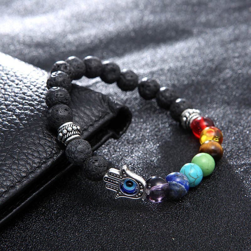 Chakra Protection Lava Stone Bracelet - EclipticJew