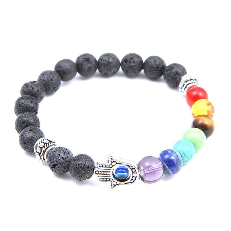 Chakra Protection Lava Stone Bracelet - EclipticJew