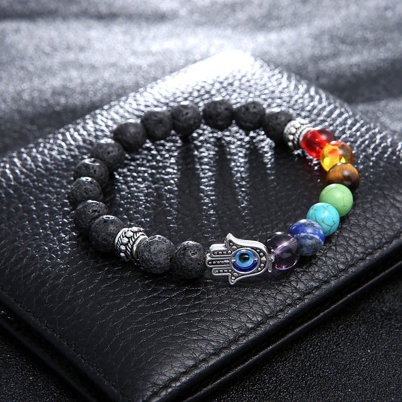 Chakra Protection Lava Stone Bracelet - EclipticJew