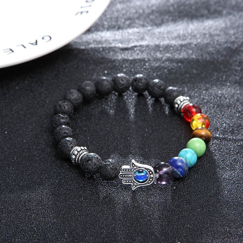 Chakra Protection Lava Stone Bracelet - EclipticJew