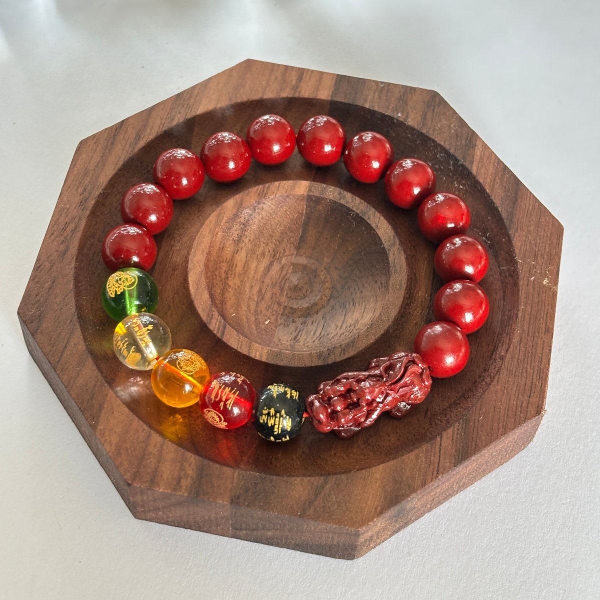 Cinnabar Amulet Five-Way God of Wealth Bracelet