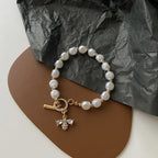 Classic Pearl & Natural Stone Cuff Bracelet - Elegant Fortune - EclipticJew