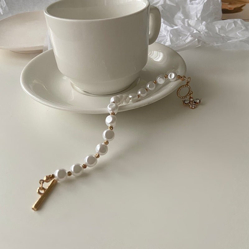Classic Pearl & Natural Stone Cuff Bracelet - Elegant Fortune - EclipticJew