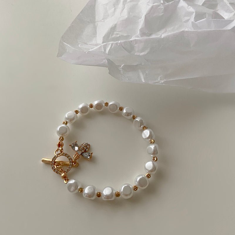 Classic Pearl & Natural Stone Cuff Bracelet - Elegant Fortune - EclipticJew