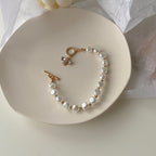 Classic Pearl & Natural Stone Cuff Bracelet - Elegant Fortune - EclipticJew