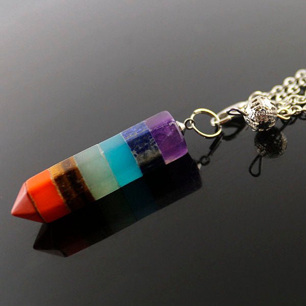 Colorful seven chakra cone pendant - EclipticJew