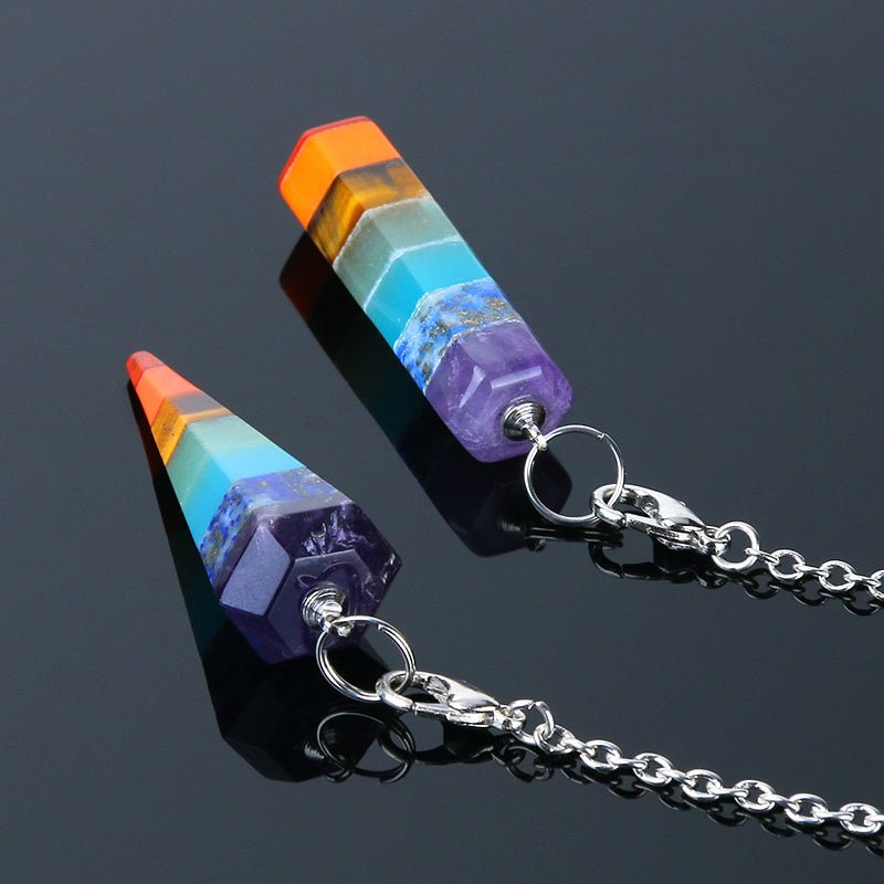Colorful seven chakra cone pendant - EclipticJew