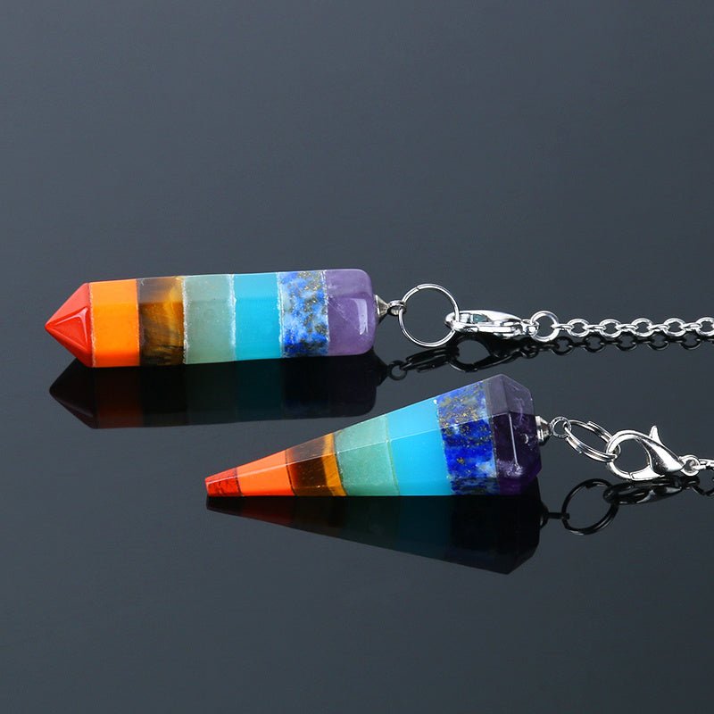 Colorful seven chakra cone pendant - EclipticJew