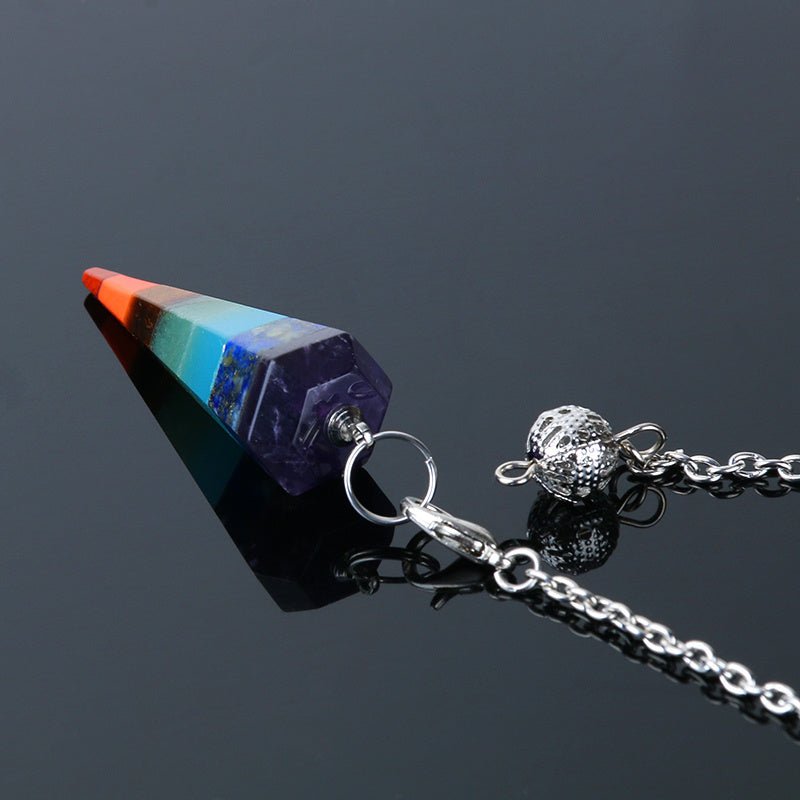 Colorful seven chakra cone pendant - EclipticJew