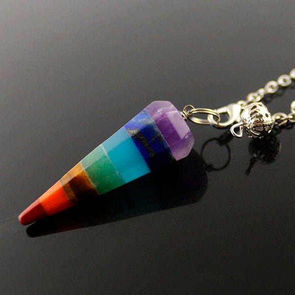 Colorful seven chakra cone pendant - EclipticJew