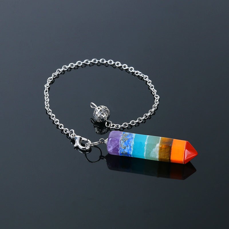 Colorful seven chakra cone pendant - EclipticJew