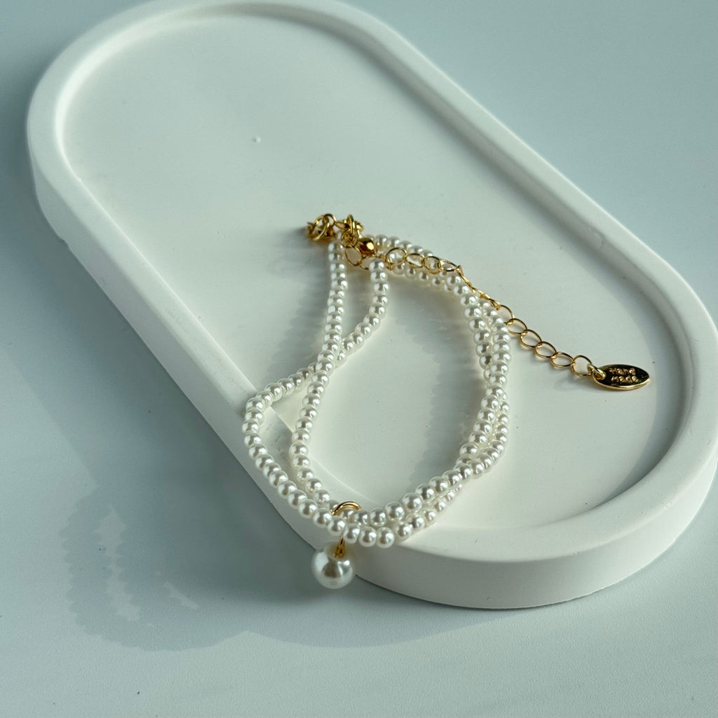 Dainty Pearl Bracelet | Minimalist Small Bead Bracelet | Elegant Layered Pearl Jewelry for Women