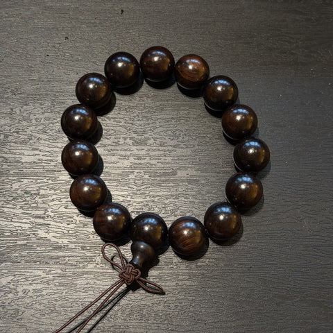 East African Blackwood Bracelet, Natural African Ebony Prayer Beads, Meditation Mala, Spiritual Grounding Couples Gift, 15mm