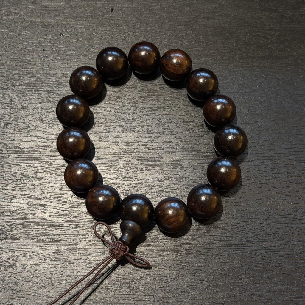 East African Blackwood Bracelet, Natural African Ebony Prayer Beads, Meditation Mala, Spiritual Grounding Couples Gift, 15mm