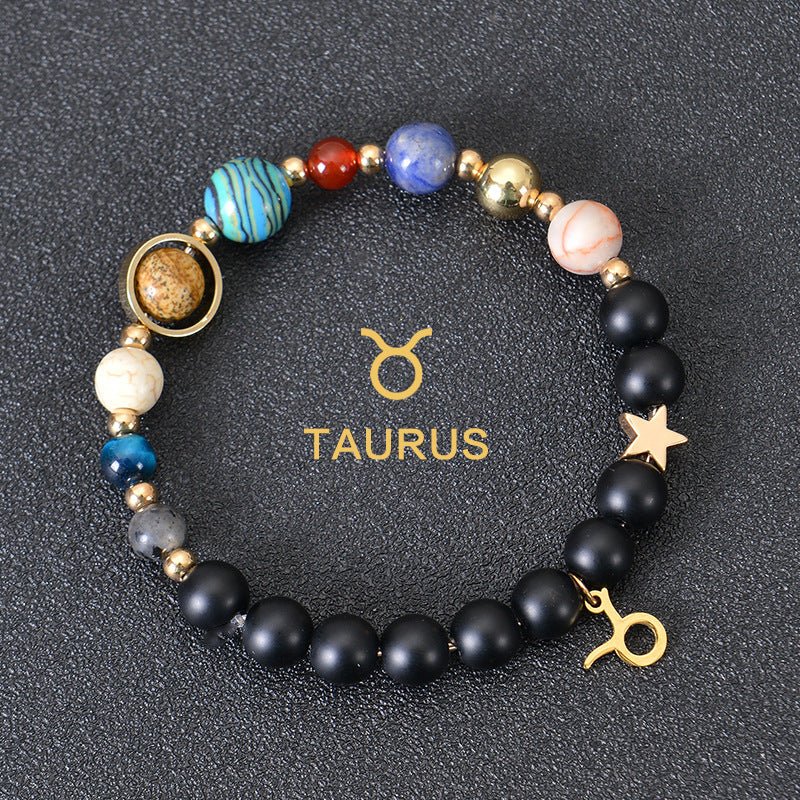 Eight Planets Twelve Constellations Bracelets Frosted Stone Beaded Bracelet - EclipticJew