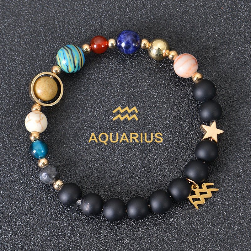 Eight Planets Twelve Constellations Bracelets Frosted Stone Beaded Bracelet - EclipticJew