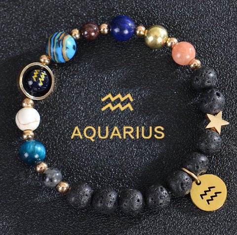 Eight Planets Twelve Constellations Bracelets Frosted Stone Beaded Bracelet - EclipticJew