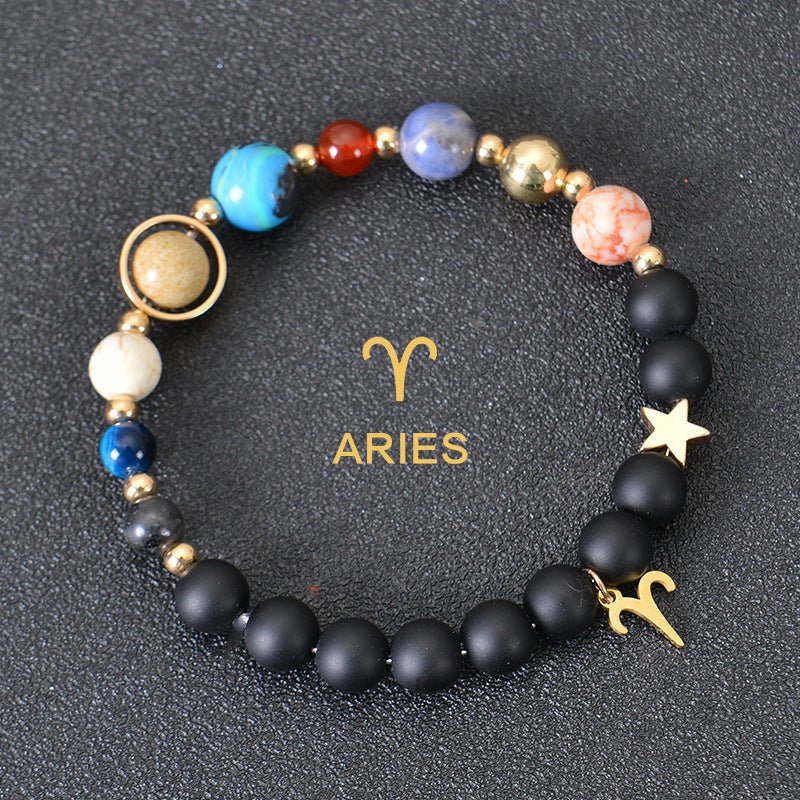 Eight Planets Twelve Constellations Bracelets Frosted Stone Beaded Bracelet - EclipticJew