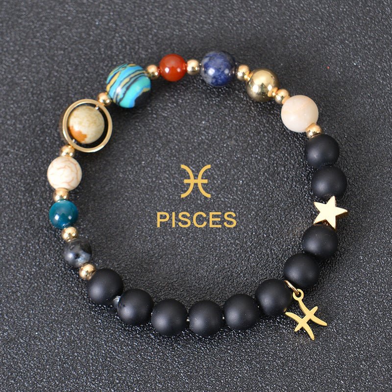 Eight Planets Twelve Constellations Bracelets Frosted Stone Beaded Bracelet - EclipticJew