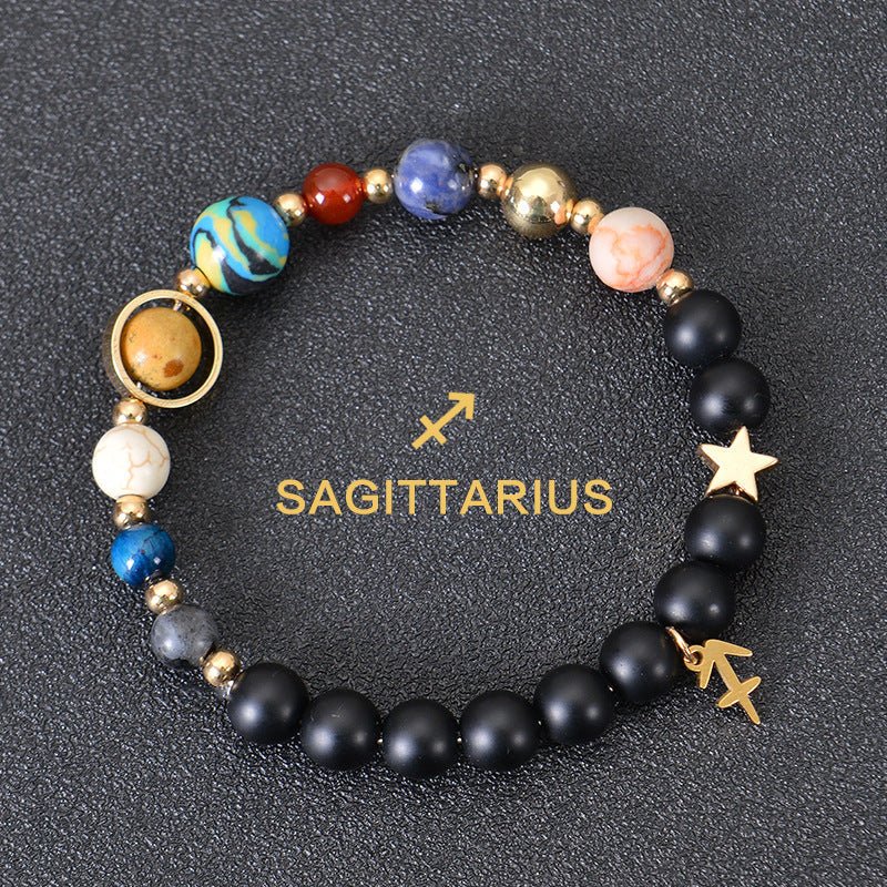 Eight Planets Twelve Constellations Bracelets Frosted Stone Beaded Bracelet - EclipticJew