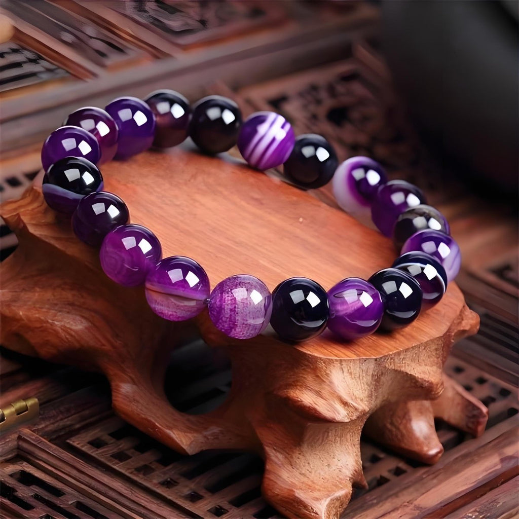 Elegant Purple Agate Crystal Energy Bracelet