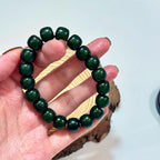 Emerald Bodhi Seed Bracelet | Polished Bodhi 10mm Single Mala Bead Strand | Buddhist Prayer Bracelet
