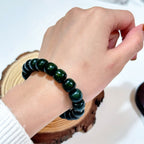 Emerald Bodhi Seed Bracelet | Polished Bodhi 10mm Single Mala Bead Strand | Buddhist Prayer Bracelet