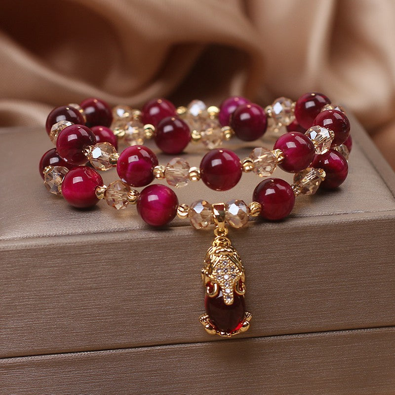 Female  Natural Color Hair Crystal Bracelet National Fashion - EclipticJew