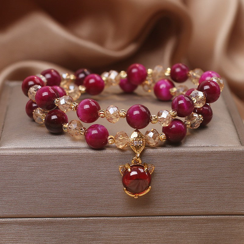 Female  Natural Color Hair Crystal Bracelet National Fashion - EclipticJew