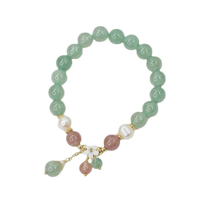 Female Forest Green Strawberry Crystal Bracelet - EclipticJew