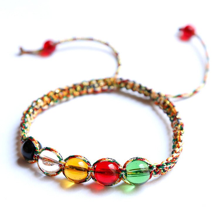 Five-color String Bracelet Colorful Rope Five Beads Color - EclipticJew