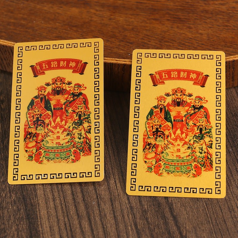 Five Wealth Gods Talisman Card – Taoist Pocket Charm for Prosperity & Good Fortune - EclipticJew