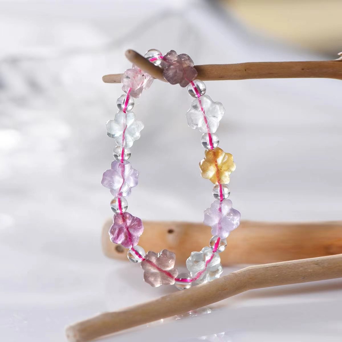 Floral Spectrum Fluorite Guardian Bracelet - EclipticJewBracelets