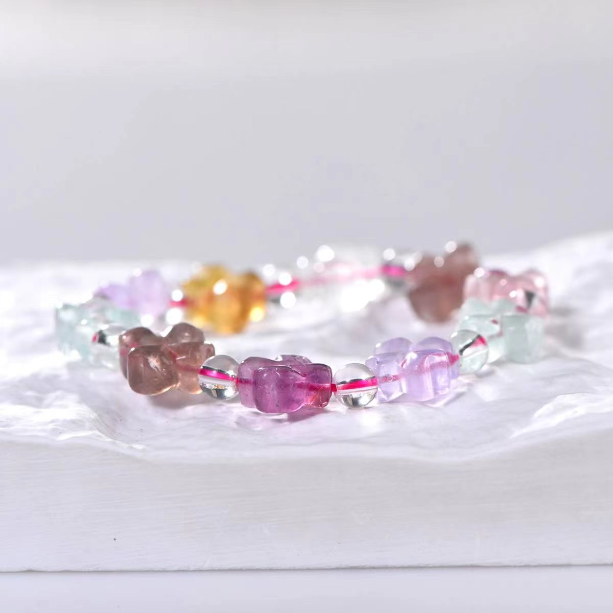Floral Spectrum Fluorite Guardian Bracelet - EclipticJewBracelets