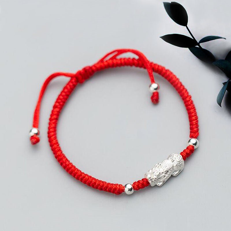 Fortune's Guardian Pixiu Red String Bracelet