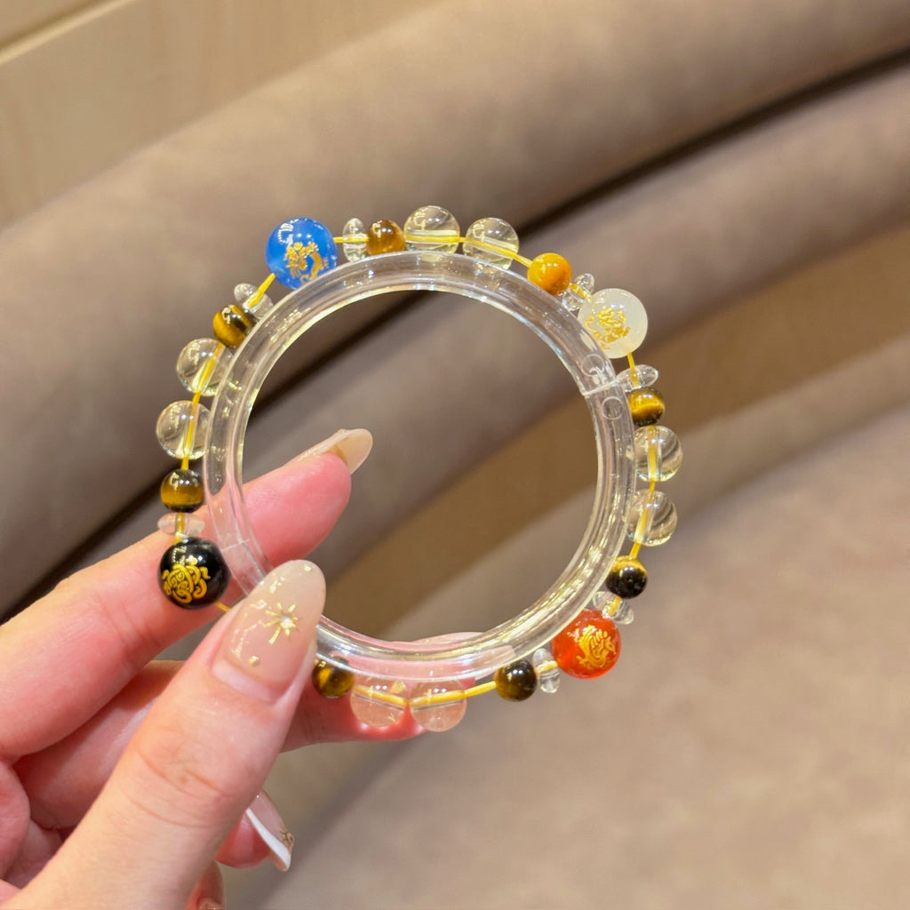 Four Divine Beasts Citrine Bracelet | 8mm Citrine & Tiger Eye | Quartz Protection & Energy Balance