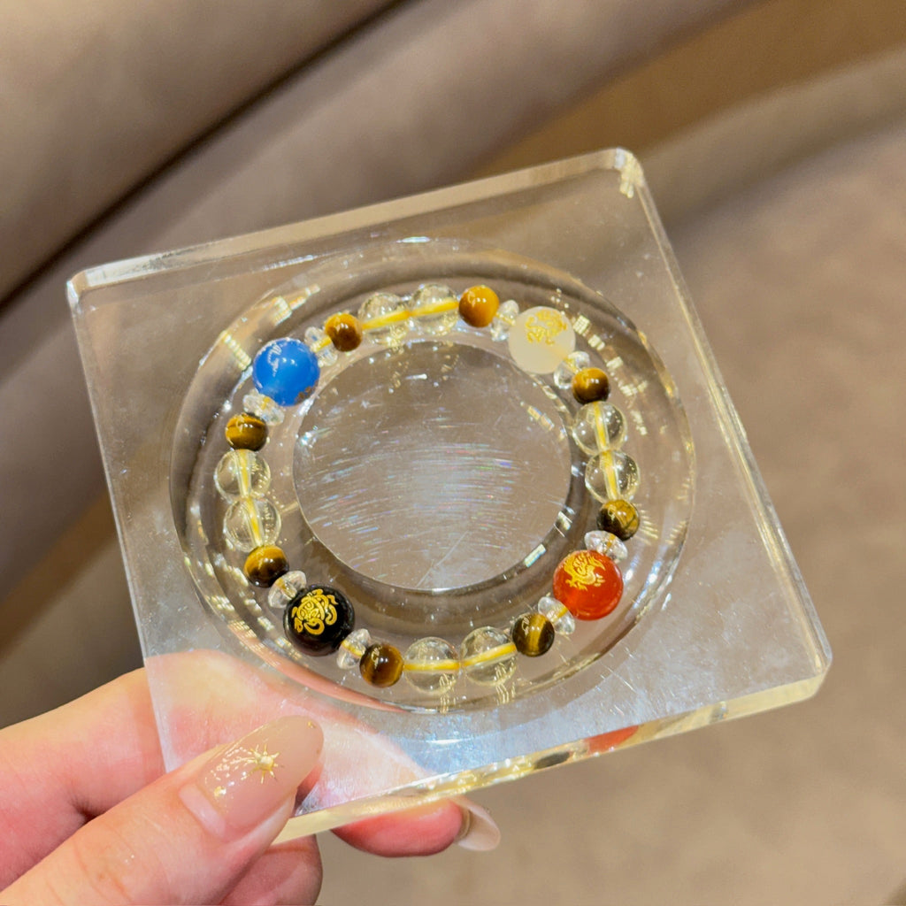 Four Divine Beasts Citrine Bracelet | 8mm Citrine & Tiger Eye | Quartz Protection & Energy Balance